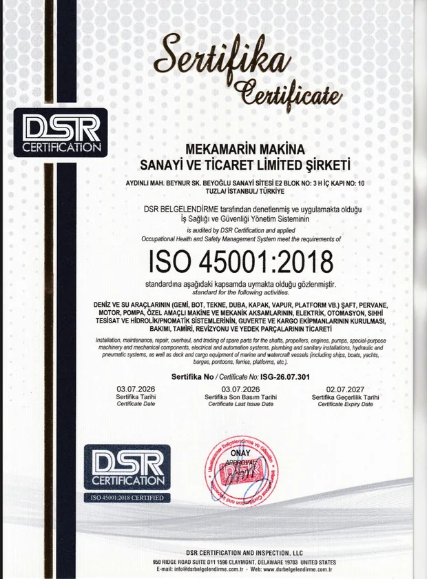 ISO 45001:2018 belgesi
